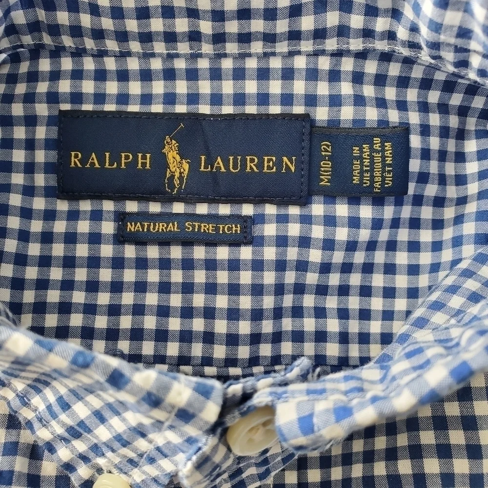Ralph Lauren Big Boys 10-12 Long-Sleeve Checked Poplin Sportshirt Blue